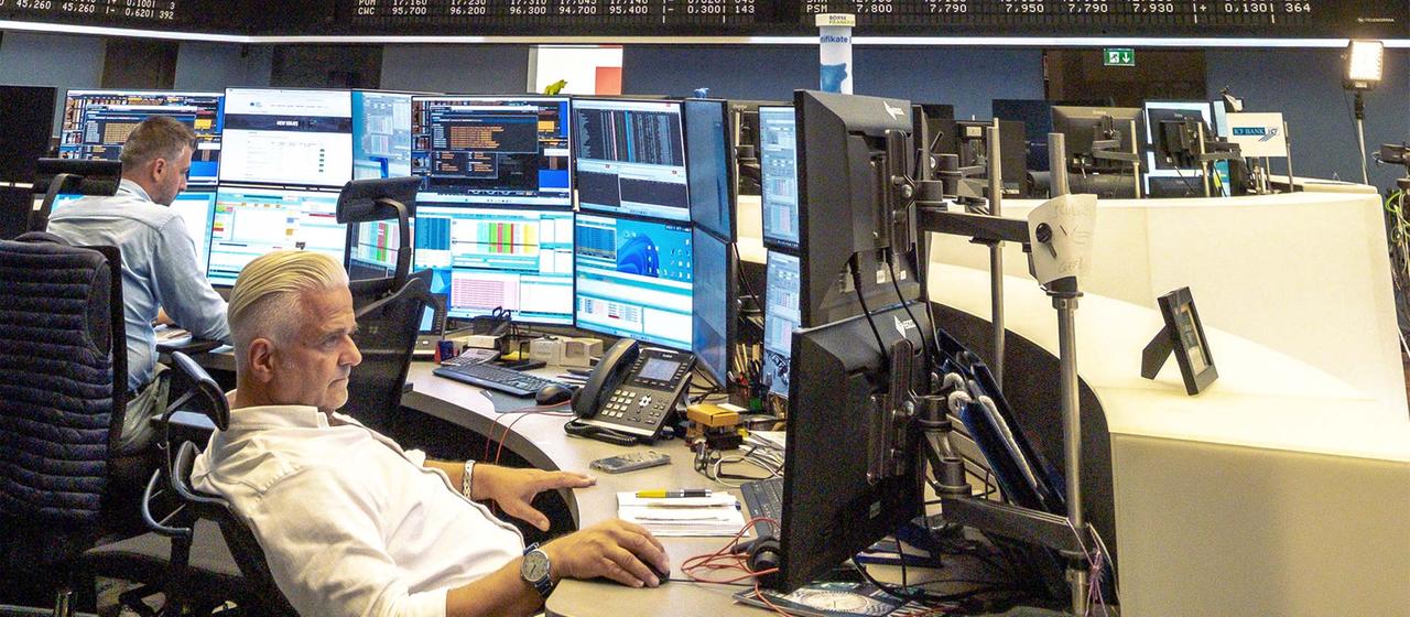 Börsenhändler an der Frankfurter Börse.