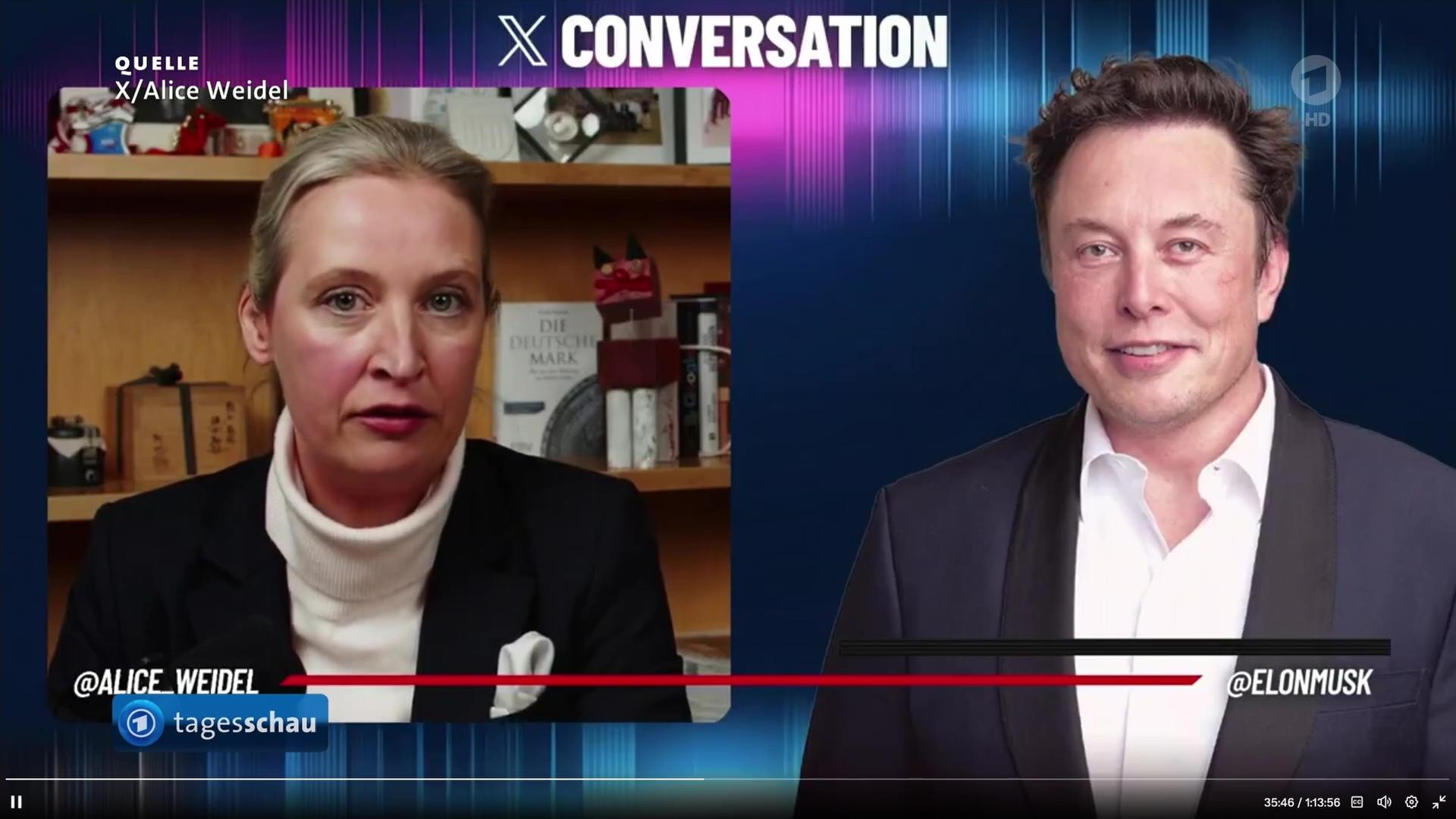 Viele Falschbehauptungen im Weidel-Gespräch mit Musk auf 