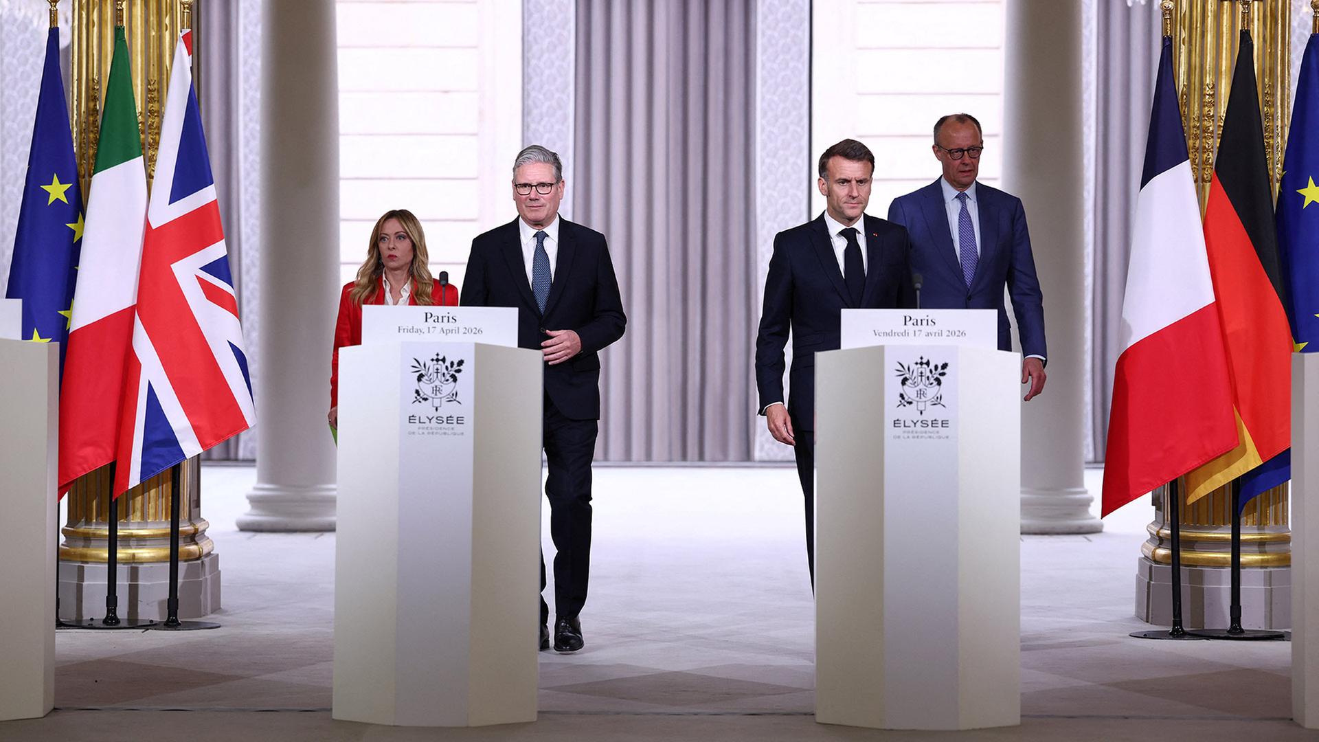 Giorgia Meloni, Keir Starmer, Emmanuel Macron und Friedrich Merz | via REUTERS