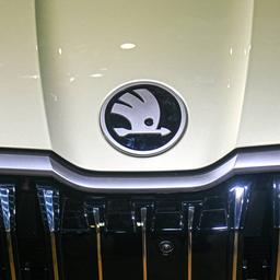 Skoda Logo auf der Motorhaube eines Skoda-Fahrzeugs.