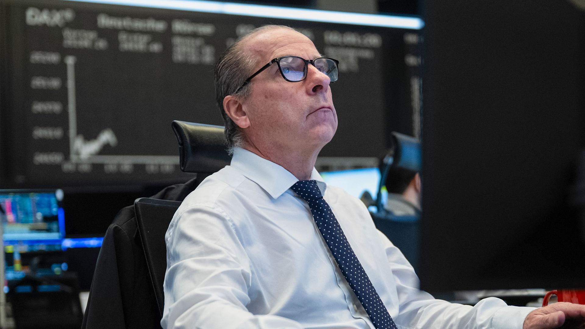 Börsenhändler an der Frankfurter Börse. | picture alliance / Eibner-Presse