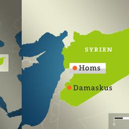 Karte: Syrien mit Damaskus und Homs