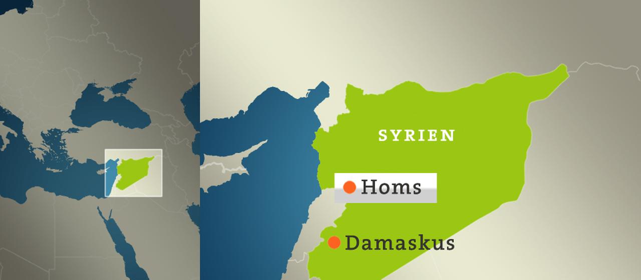 Karte: Syrien mit Damaskus und Homs