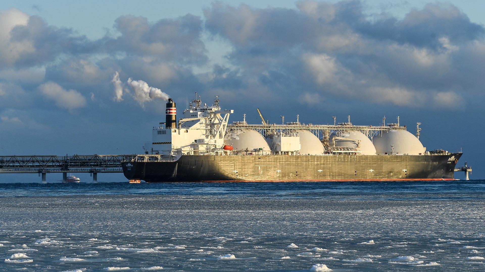 LNG-Tanker in der Region Sachalin, Russland. | picture alliance/dpa/TASS