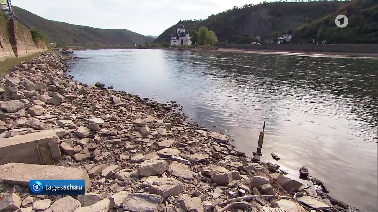 Neuer historisch niedriger Pegelstand im Rhein bei Kaub gemessen