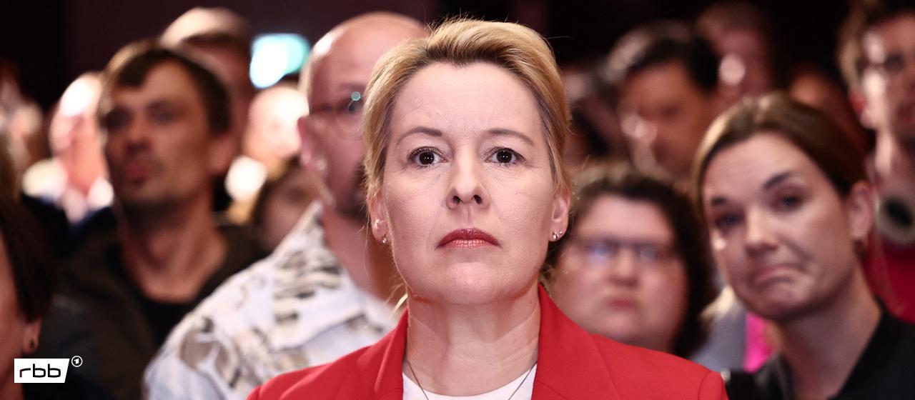 Franziska Giffey (SPD), Senatorin für Wirtschaft, Energie und Betriebe von Berlin, reagiert auf die Prognose zur Abgeordnetenhauswahl. (Quelle: dpa/Soeder)