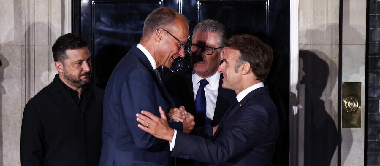 Wolodymyr Selenskyj, Friedrich Merz, Keir Starmer und Emmanuel Macron