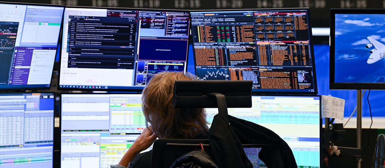 Händlerin an der Frankfurter Börse.