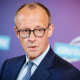 Friedrich Merz bei einer Pressekonferenz.