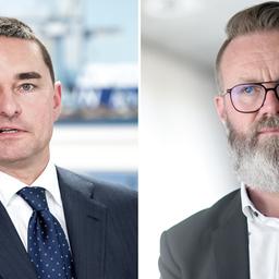 Zwei Portrait-Bilder nebeneinander: Links ist der Investor Lars Windhorst und rechts der Minister Claus Ruhe Madsen (CDU).