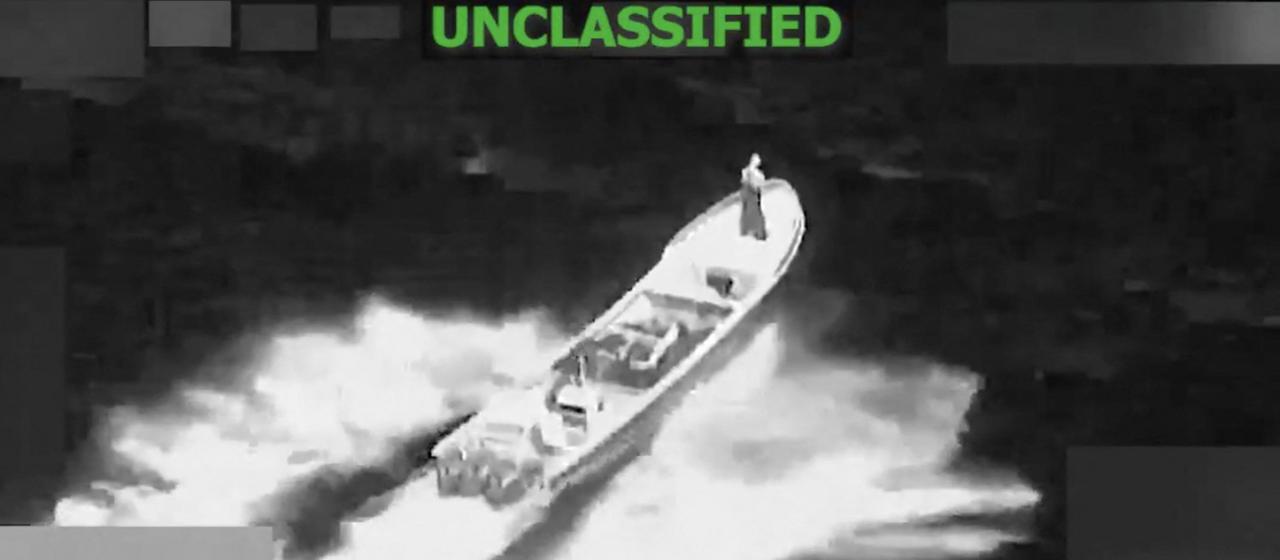Screenshot aus einem Video des US-Southern-Command: Ein angebliches Drogenboot im Meer