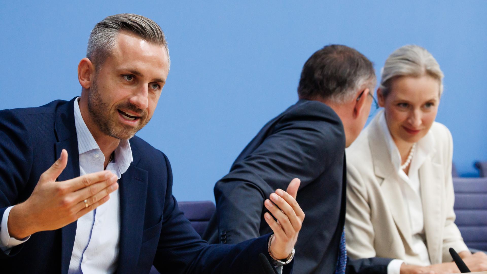 Ulrich Siegmund, Tino Chrupalla und Alice Weidel | EPA