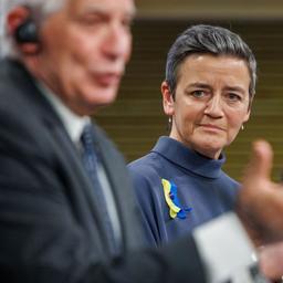 EU-Wettbewerbskomissarin Margrethe Vestager bei der Pressekonferenz zur EU-Verteidigungsstrategie.