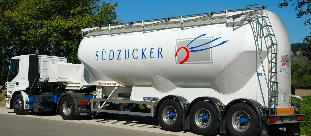 Südzucker LKW für den Transport von unverpacktem Zucker.