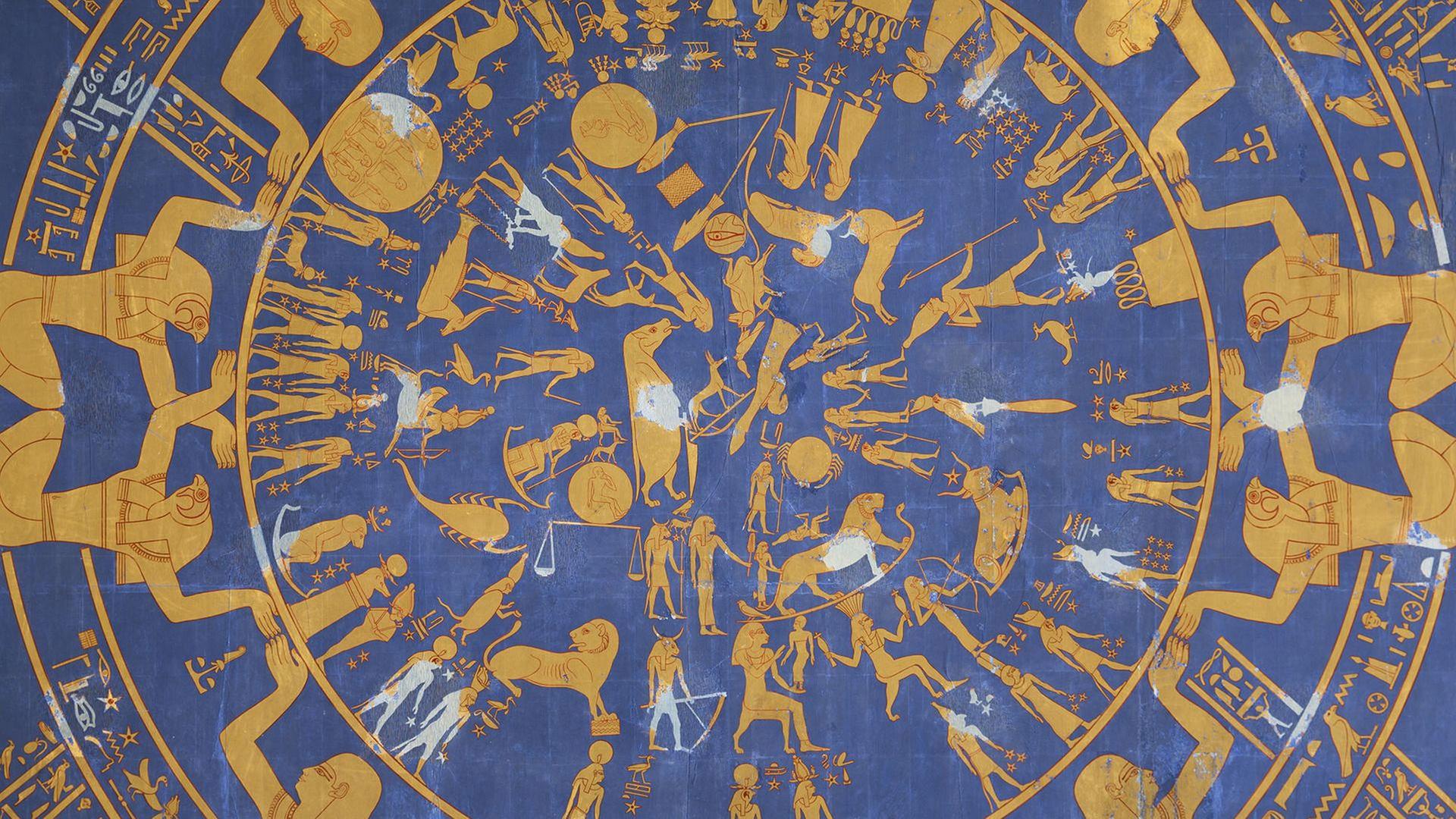 Malerische Umsetzung des runden Himmelsbildes aus Dendera | Staatliche Museen zu Berlin, Ãgyptisches Museum und Papyrussammlung / Sandra SteiÃ
