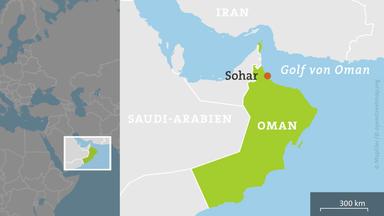 Karte mit Oman und dem Ort Sohar