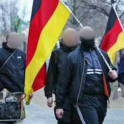 Bei einer Demo tragen Neonazis Deutschlandflaggen.(Quelle:rbb)