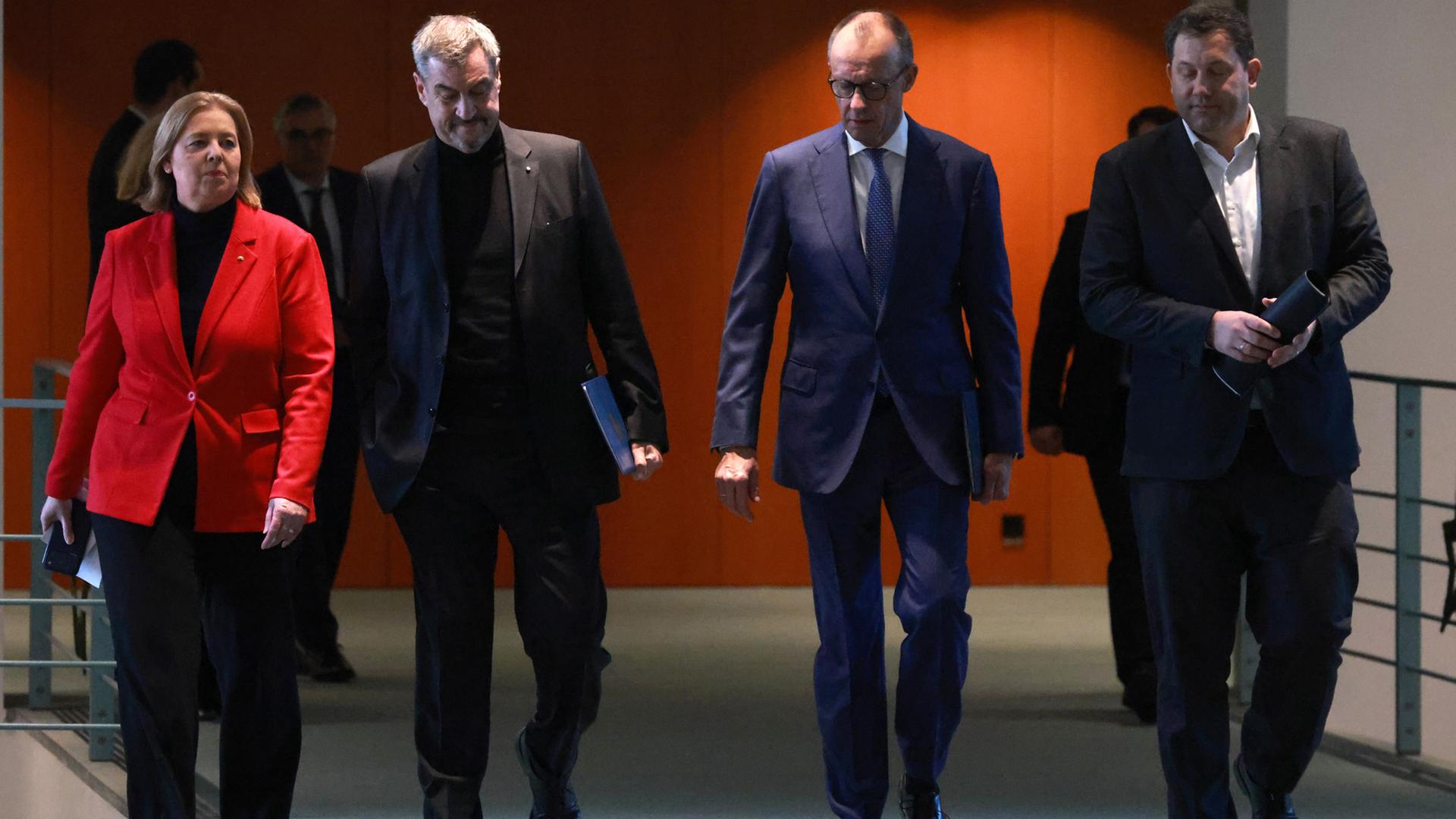 Bärbel Bas, Markus Söder, Friedrich Merz und Lars Klingbeil (Archivfoto vom 11.12.2025) | EPA