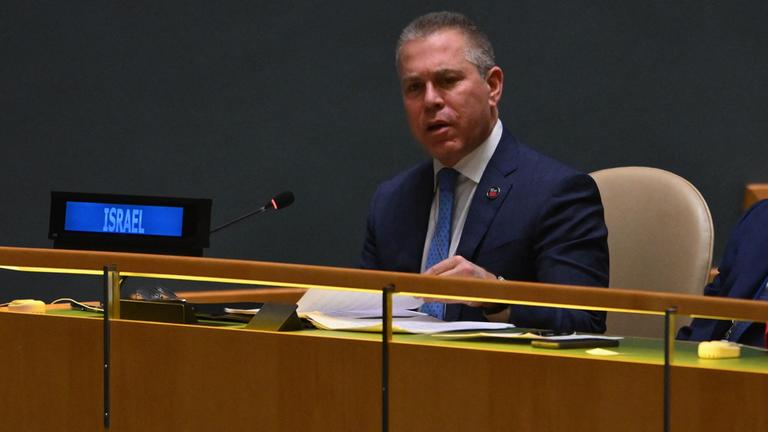 Der israelische UN-Botschafter Gilad Erdan während der Sitzung der UN-Vollversammlung.