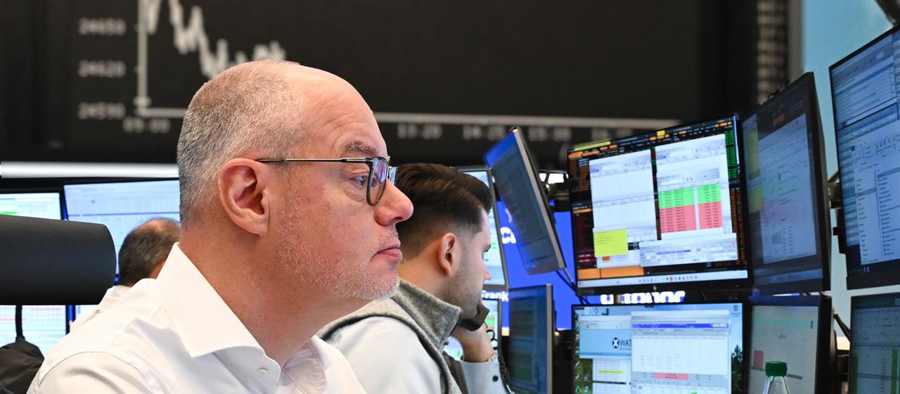 Börsenhändler an der Frankfurter Börse.