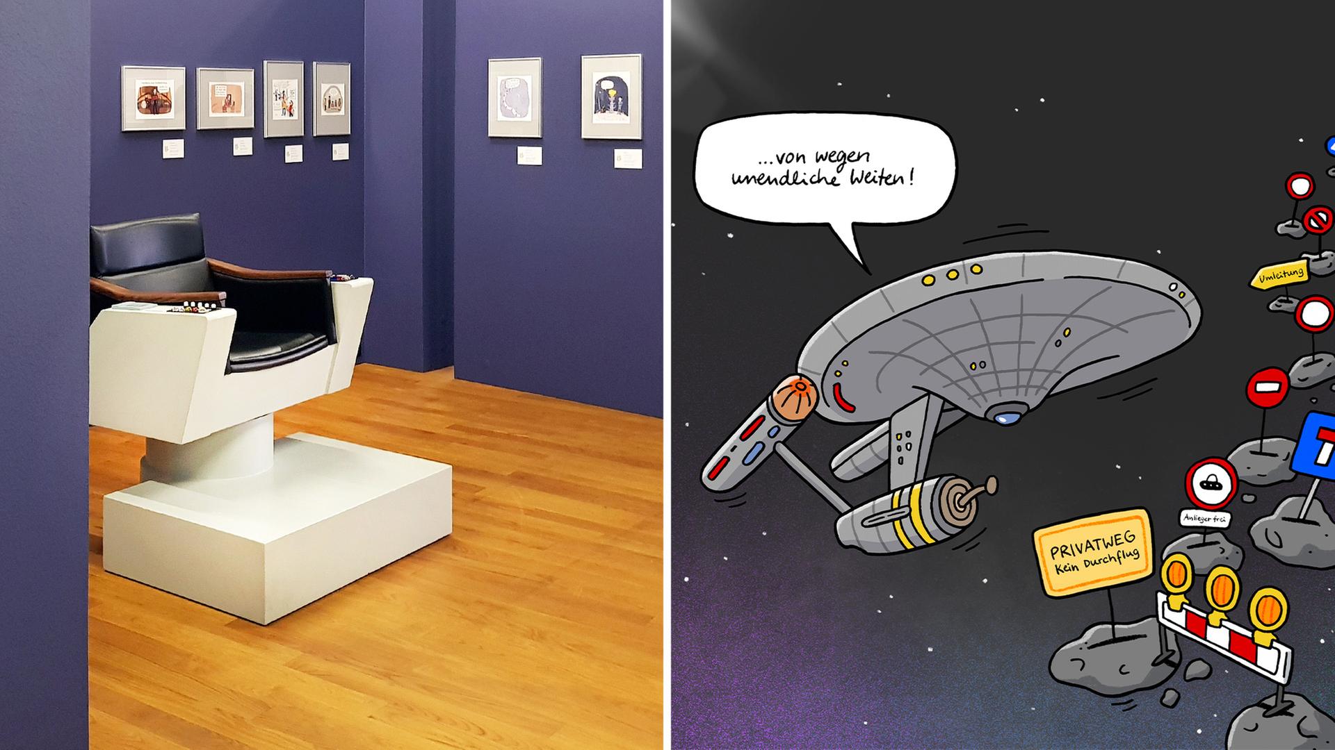 Caricatura Frankfurt zeigt "60 Jahre Star Trek": Kirks Kommandosessel und Klingonen