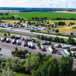 Lkw stehen auf einem Rastplatz (Archivbild: Juli 2026)