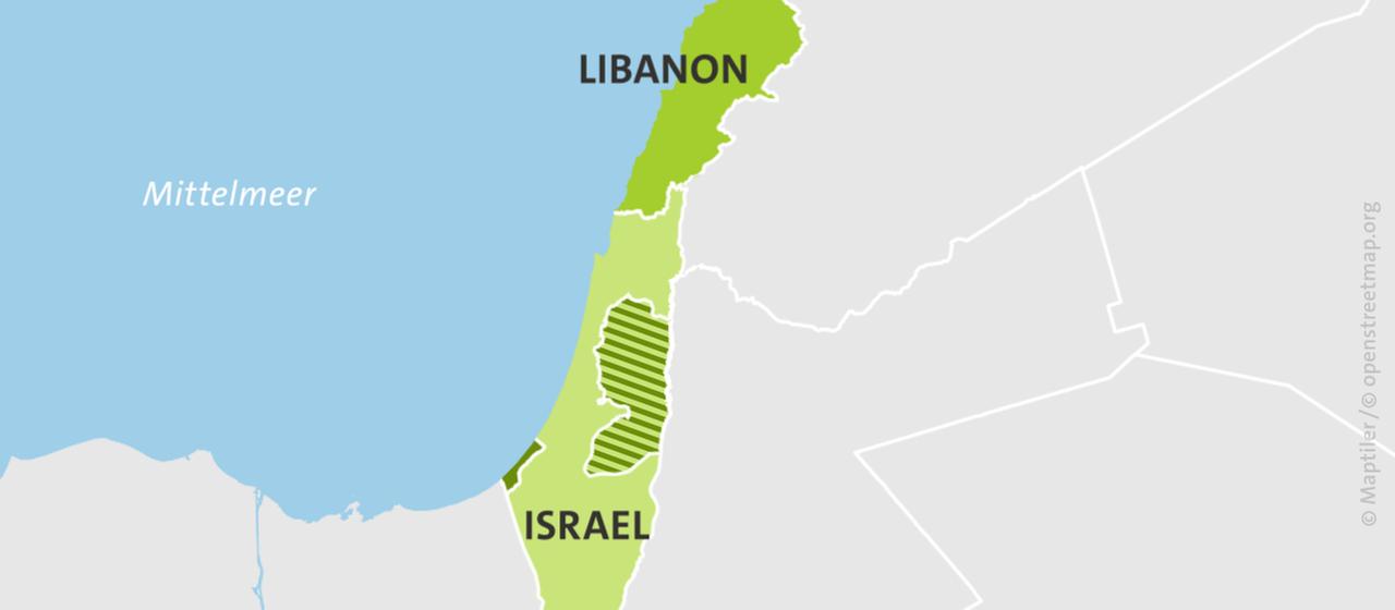 Karte mit Israel und Libanon