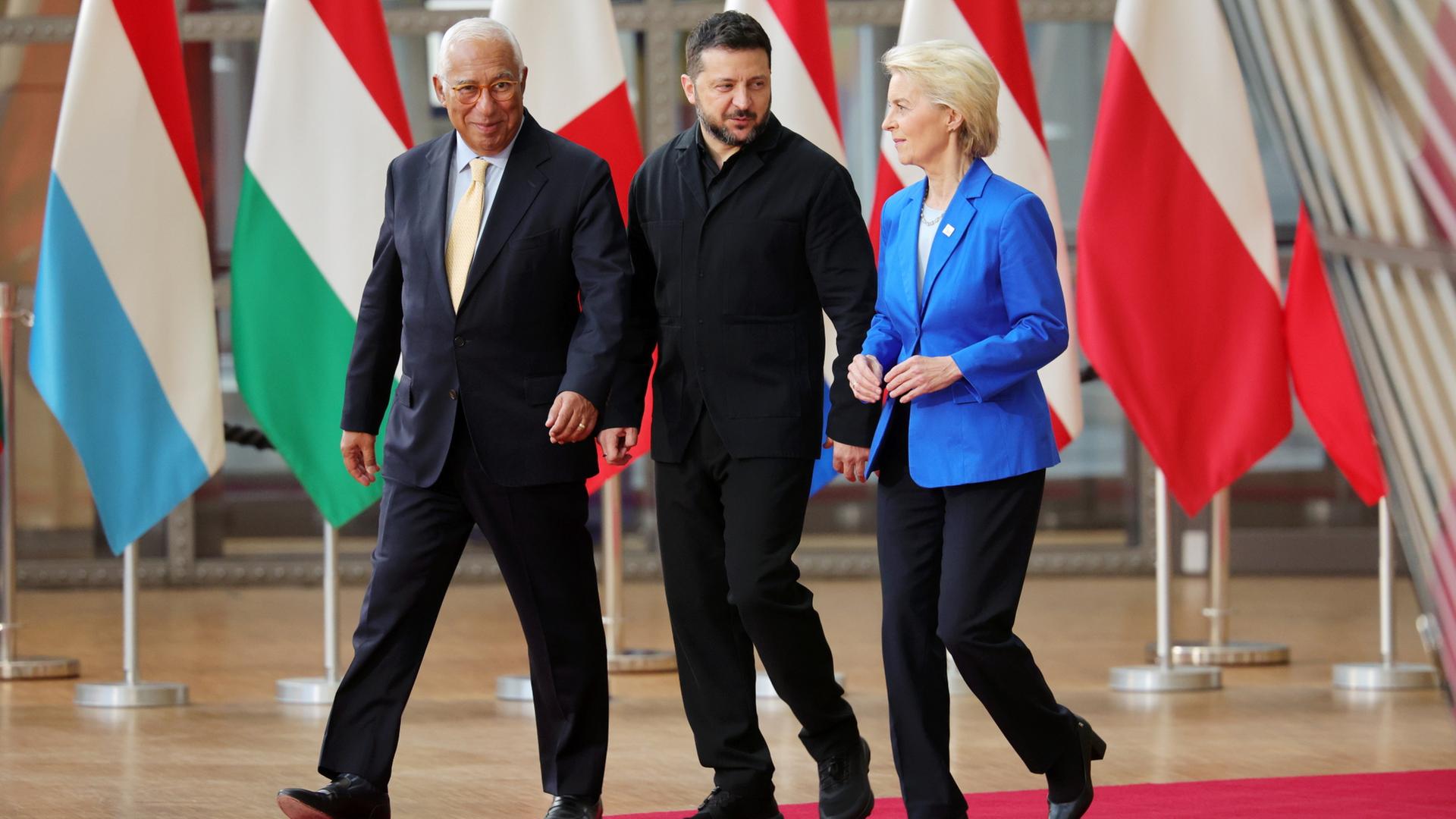 António Costa, Wolodymyr Selenskyj und Ursula von der Leyen | EPA