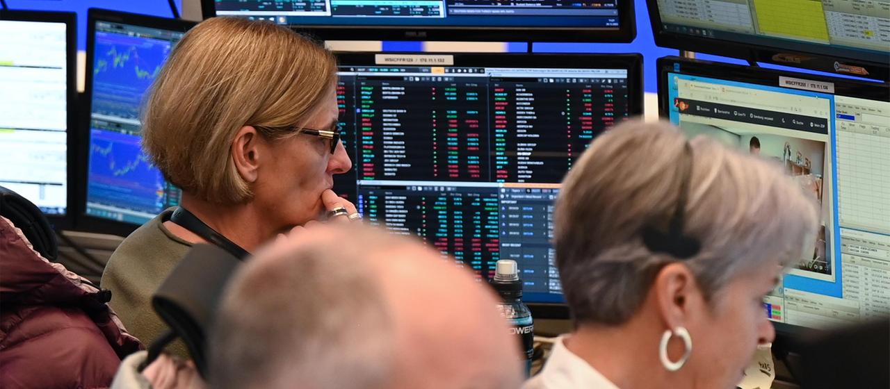 Händlerinnen an der Frankfurter Börse.