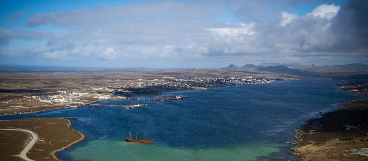Luftaufnahme von Stanley, Falklandinseln (Malvinen) am 7. Oktober 2019 (Archiv).