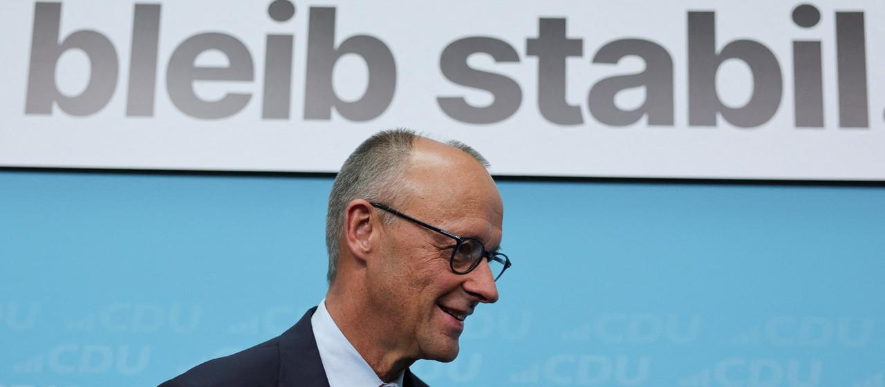 Friedrich Merz bei einer Wahlkampfveranstaltung in Berlin