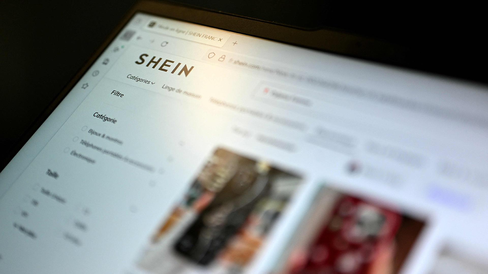 Dieses Foto zeigt die Webseite des asiatischen E-Commerce-Riesen Shein auf einem Laptop. | AFP