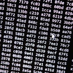 Ein Zahlencode läuft in der Zentralstelle Cybercrime Bayern (ZCB) über einen Bildschirm