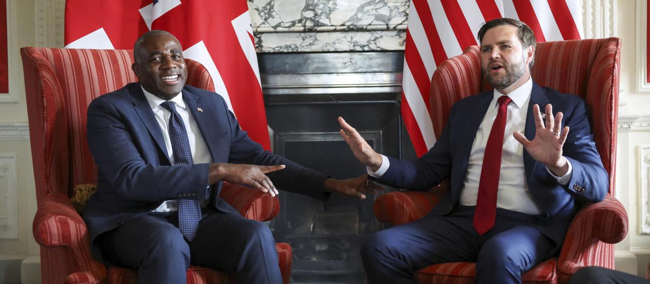US Vizepräsident Vance und der britische Außenminister Lammy in London | dpa US Vizepräsident Vance und der britische Außenminister Lammy in London