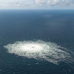 Das Nord Stream 2-Gasleck in der Nähe von Bornholm aus der Luft. 