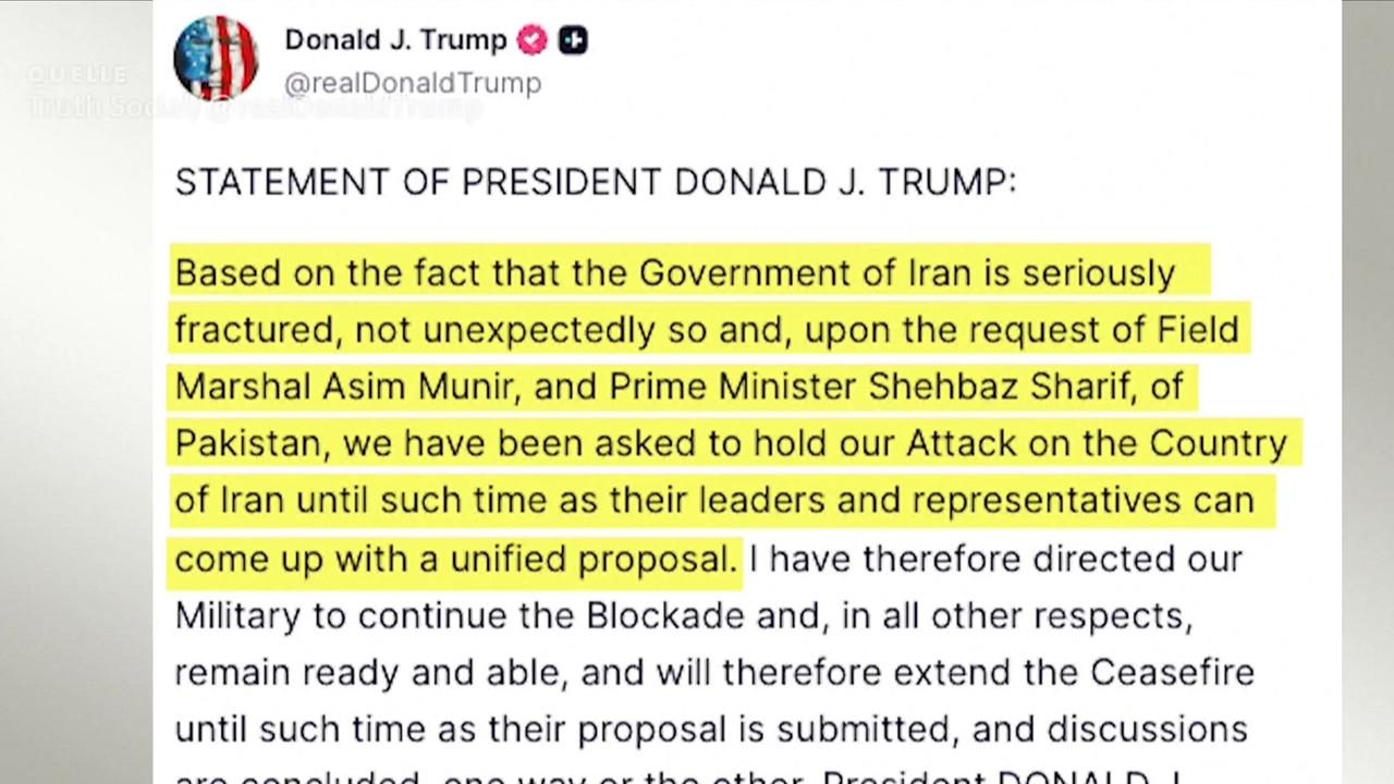 USA kündigen Verlängerung der Waffenruhe mit Iran an