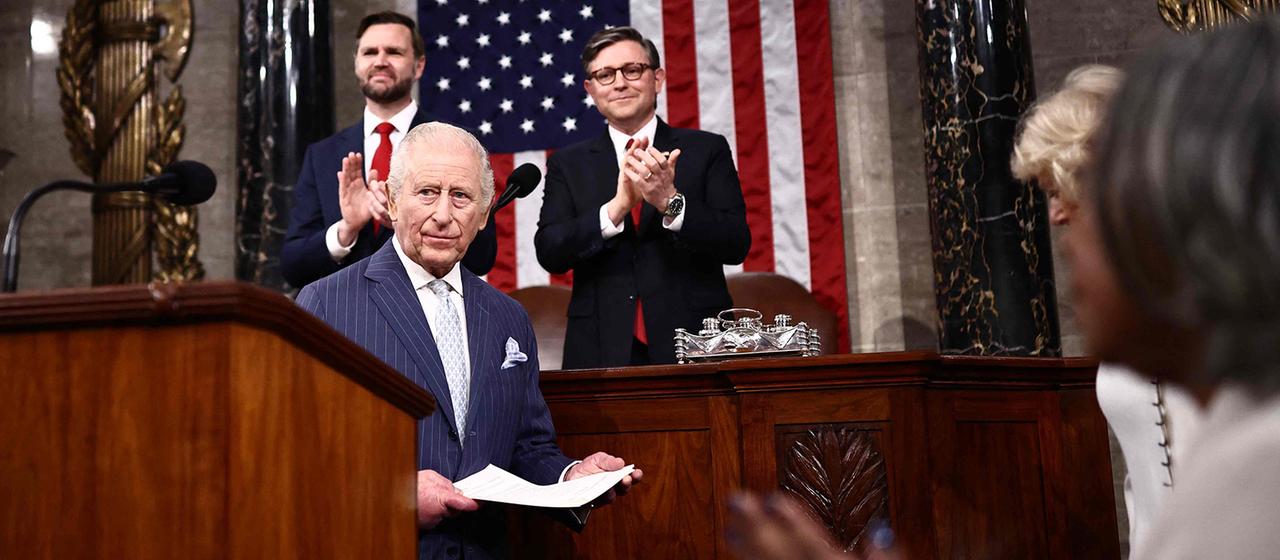 Der britische König Charles III. im Plenarsaal des Repräsentantenhauses im US-Kapitol in Washington D.C.