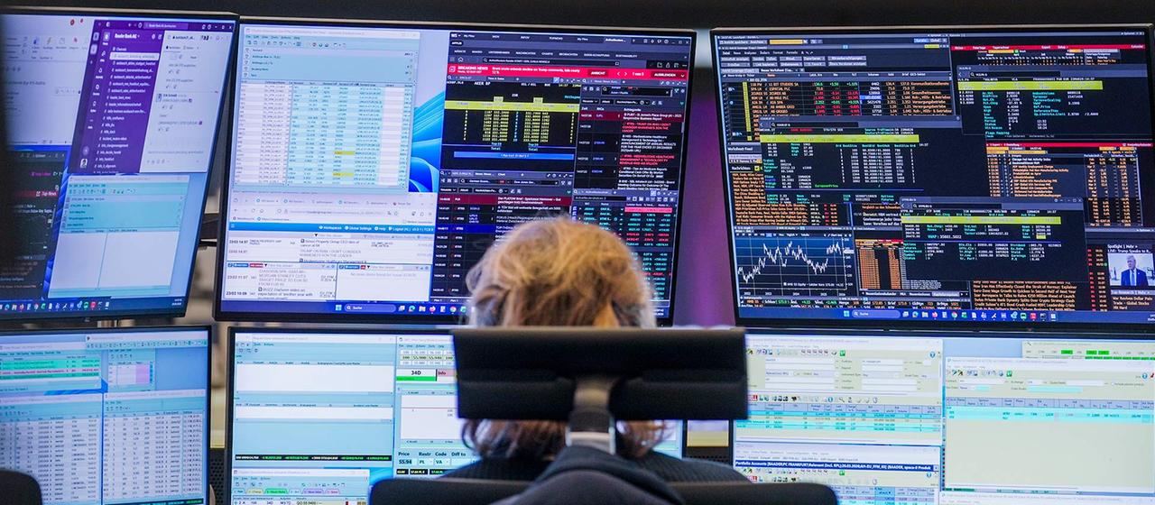 Börsenhändlerin an der Frankfurter Börse.