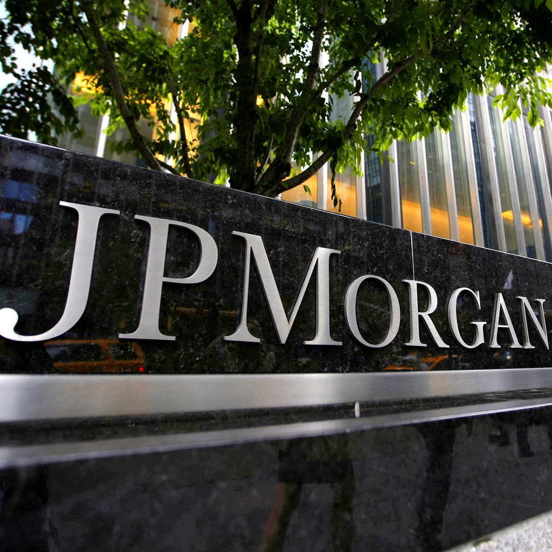 Schriftzug der US-Bank JP Morgan Chase