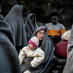 Flüchtlinge und Migranten auf Lesbos, die aus der Türkei über das Meer gekommen sind.