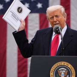 Donald Trump bei der Ankündigung von Zöllen.