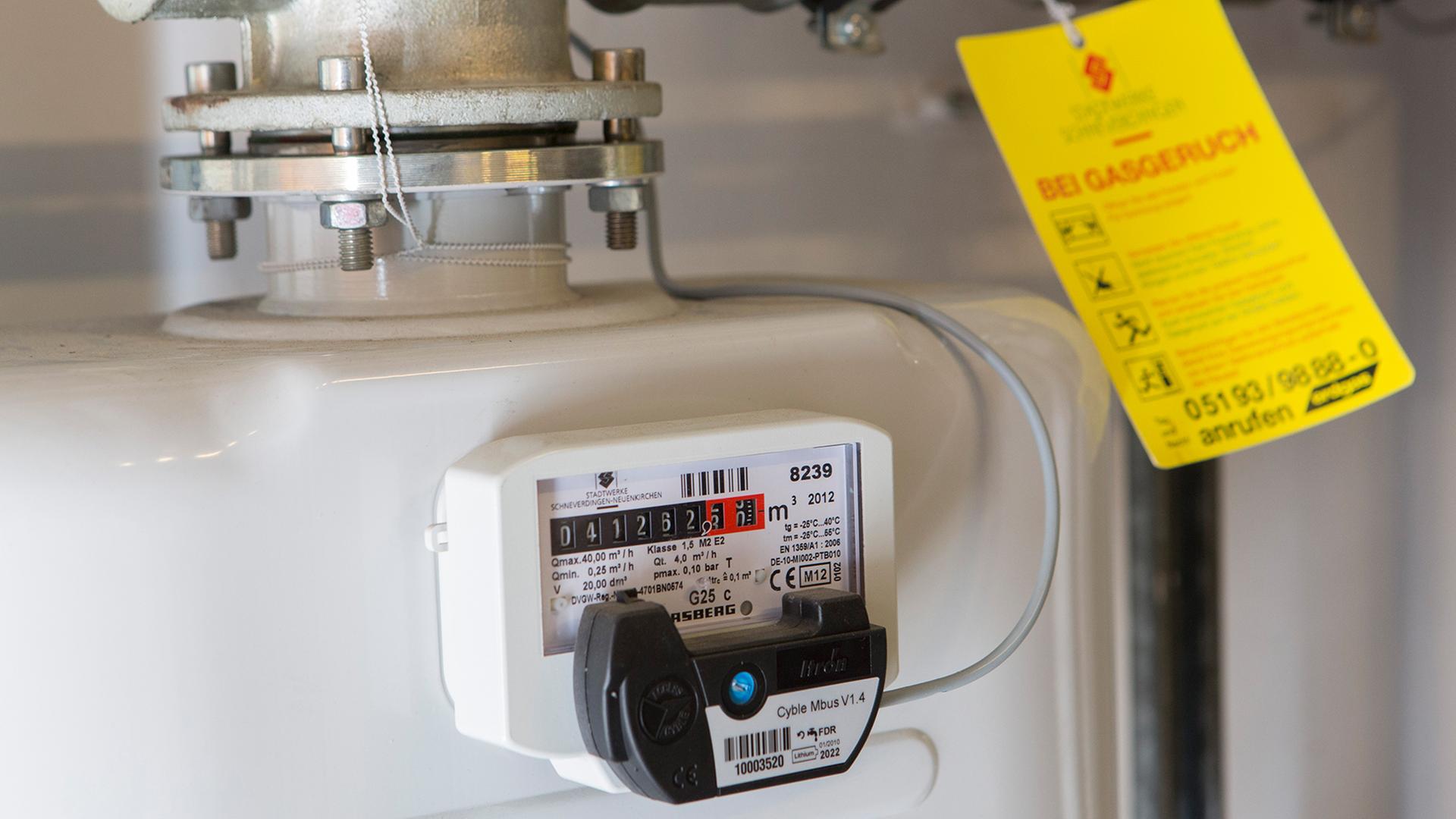 Ein GaszÃ¤hler einer Gastherme. | dpa