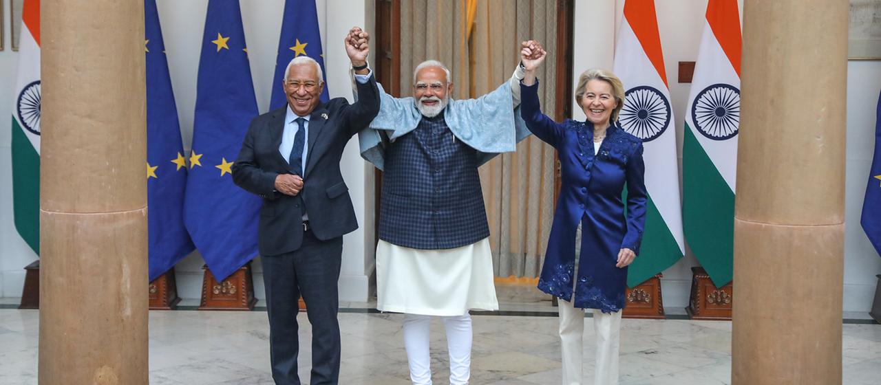 Antonio Luis Santos da Costa, Narendra Modi und Ursula von der Leyen