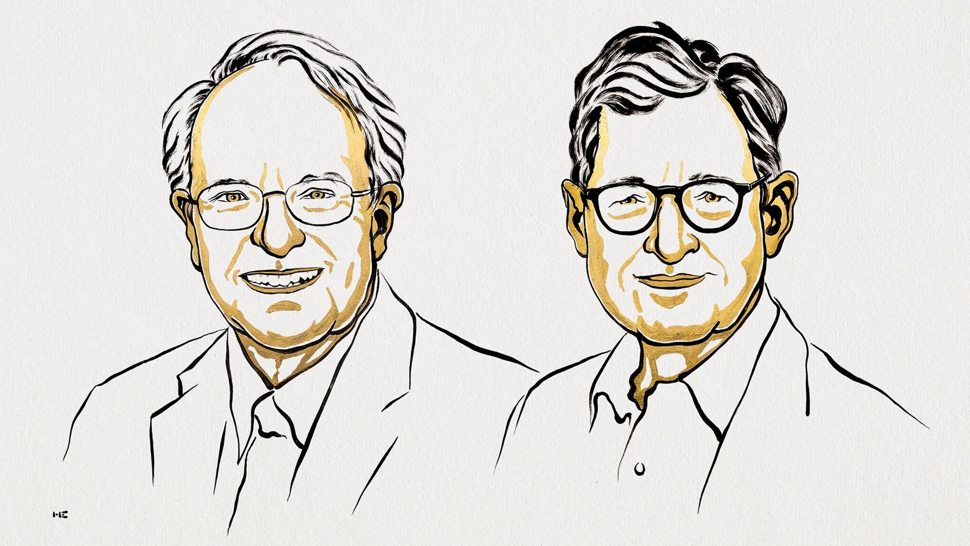 Robert E. Hall und Michael Woodford | Ill. Niklas Elmehed © Nobel Prize Outreach