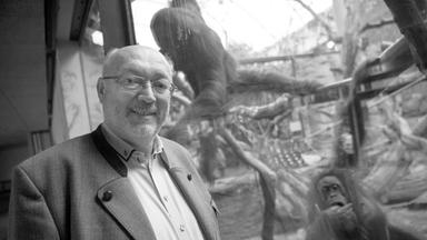 Der damalige Direktor des Frankfurter Zoos, Manfred Niekisch, im Dezember 2017 vor dem Orang-Utan Gehege. 