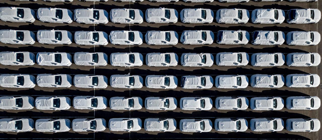 Cars from China in a port.