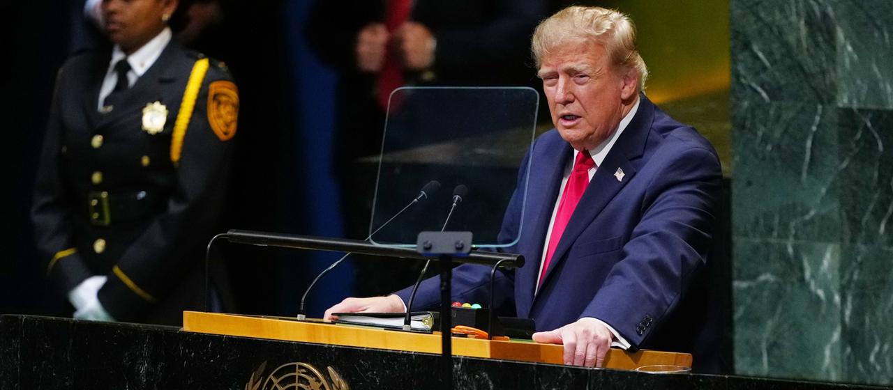 Präsident Donald Trump hält im UN-Hauptquartier eine Rede vor der Generalversammlung der Vereinten Nationen