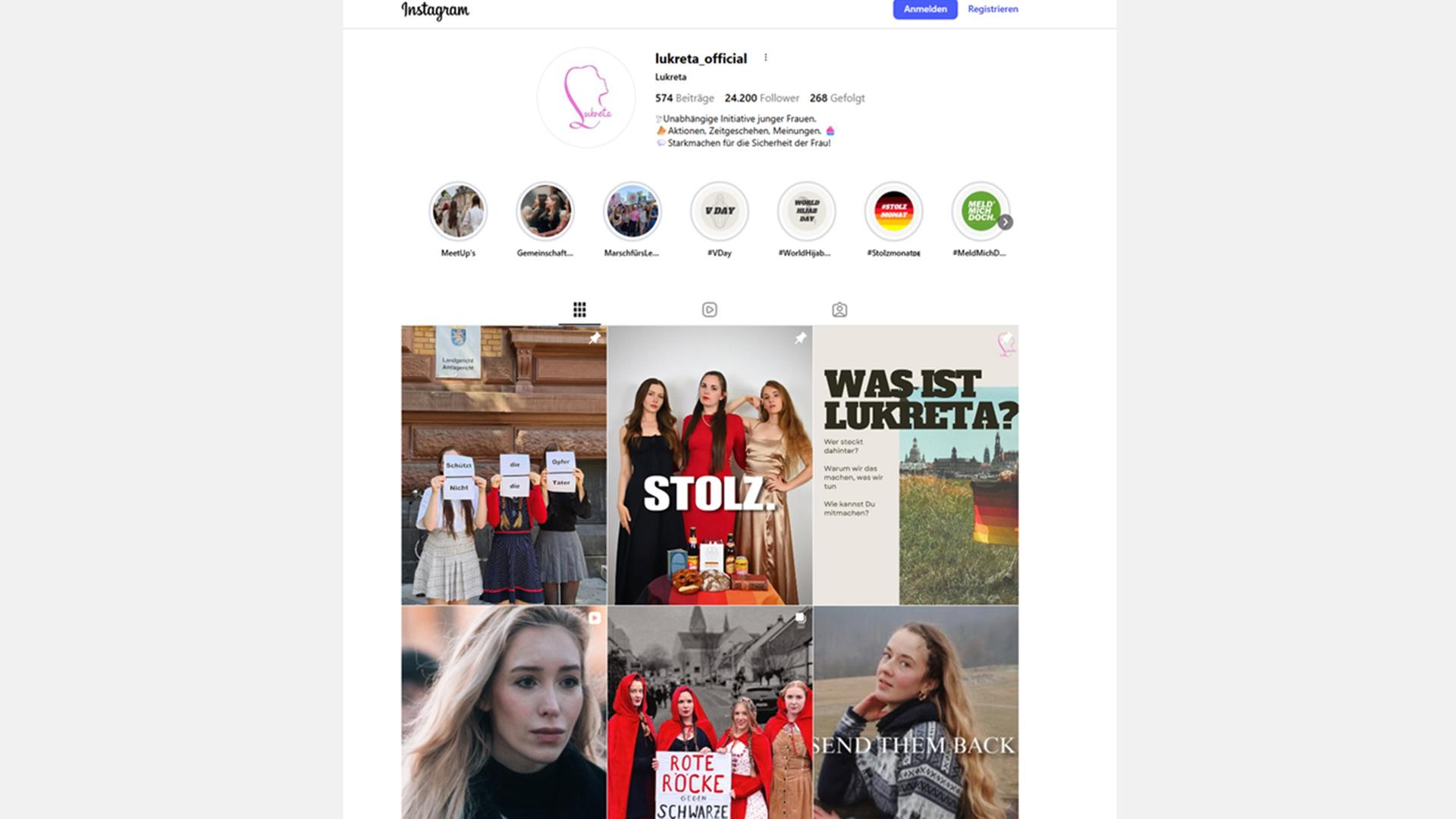 Screenshot der Instagram-Pr�senz vom Lukreta | instagram/lukreta