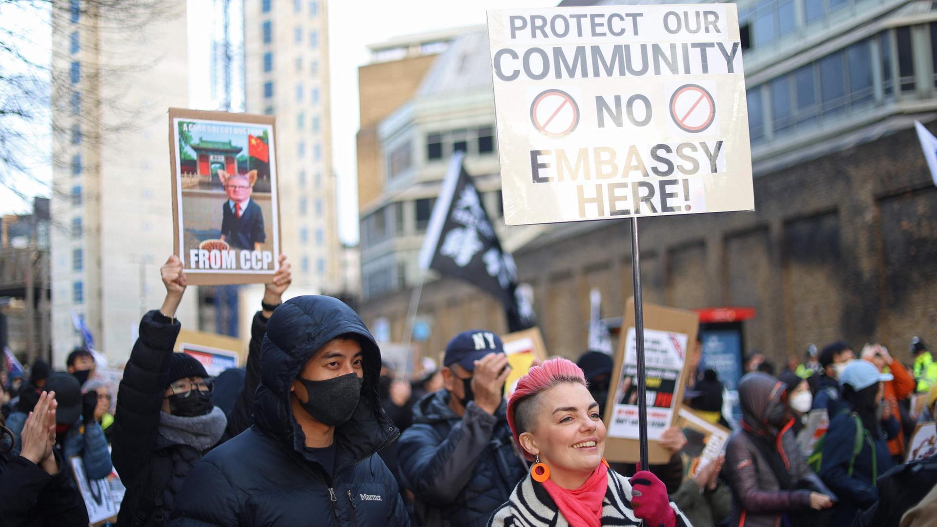 Protest in London gegen neue chinesische Botschaft  | AFP