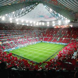 3D-Illustration einer Innenansicht des Fußballstadions Grand Stade Hassan II in Casablanca.